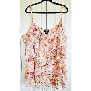 Toni Garment for Madrid 3X Sleeveless Tiered Top Butterflies &‎ Polka Dots